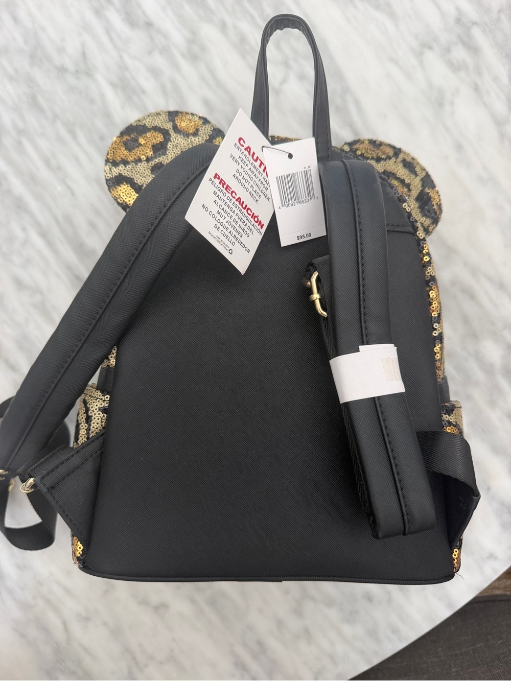 Disney Sequin Leopard Print Mini Backpack in Gold and Black - Picture 2 of 2